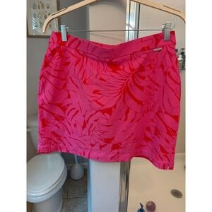 Rafaella Tropical Print Golf Skort Women's L Pink Stretch Built-In Shorts Resort